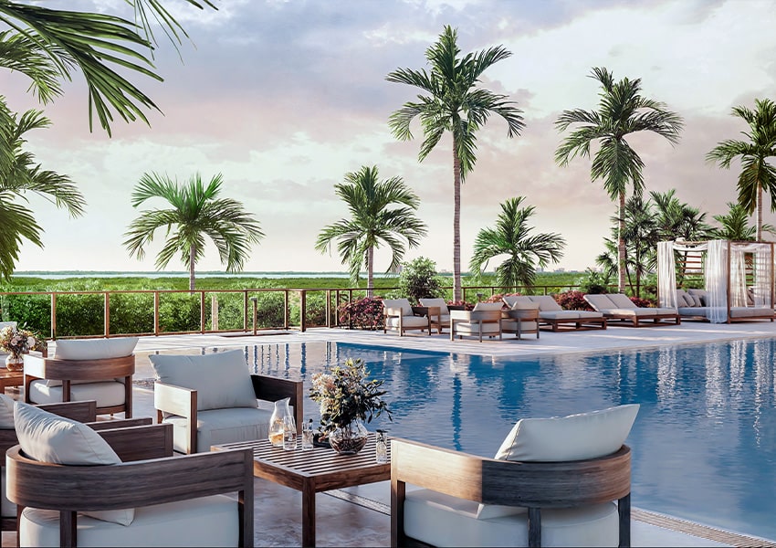 chairs overlooking the pool