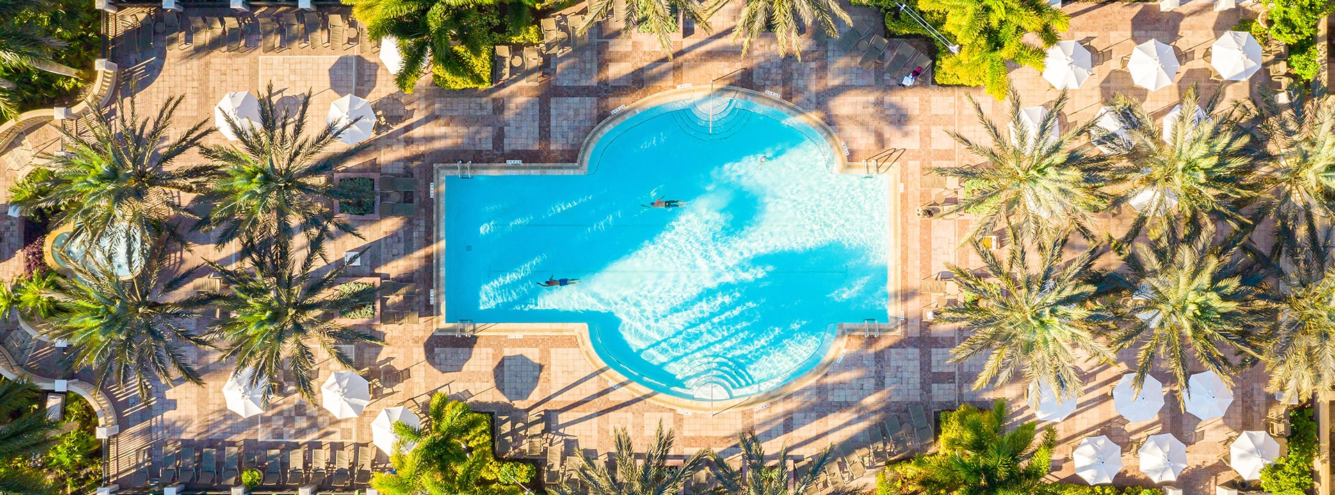 view looking down on to the bay house pool