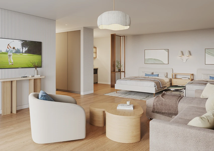 private guest suites at West Bay.