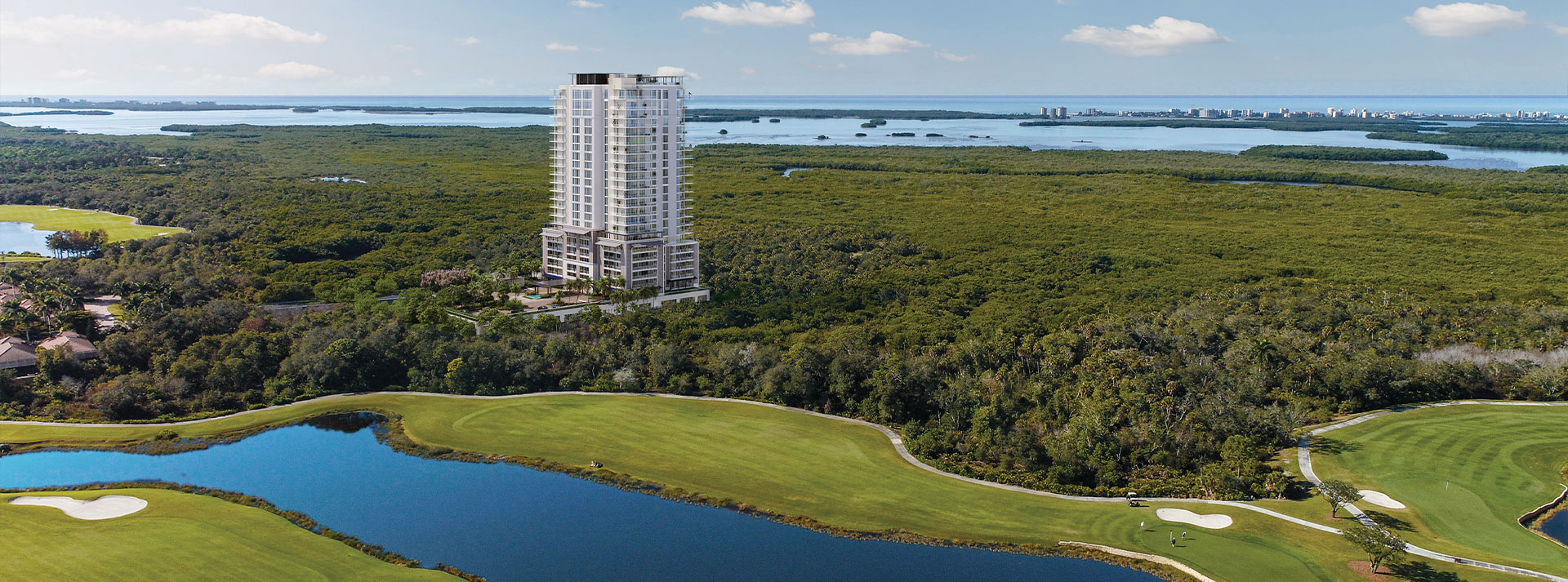 exterior aerial of the Island at West Bay