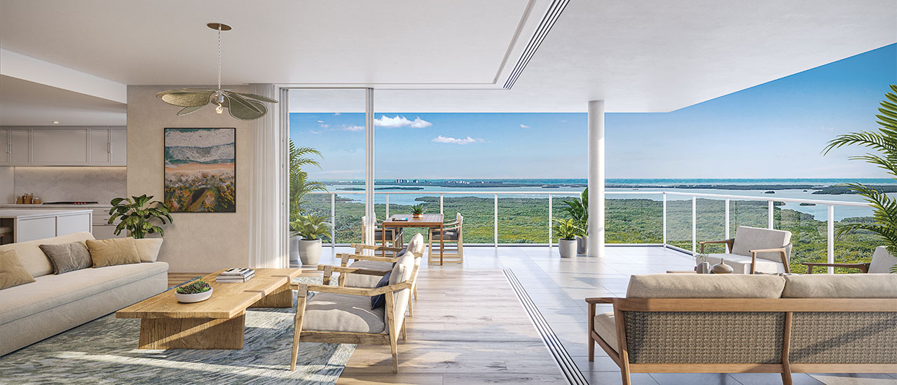 expansive interior rendering of a residence inside of The Island at West Bay