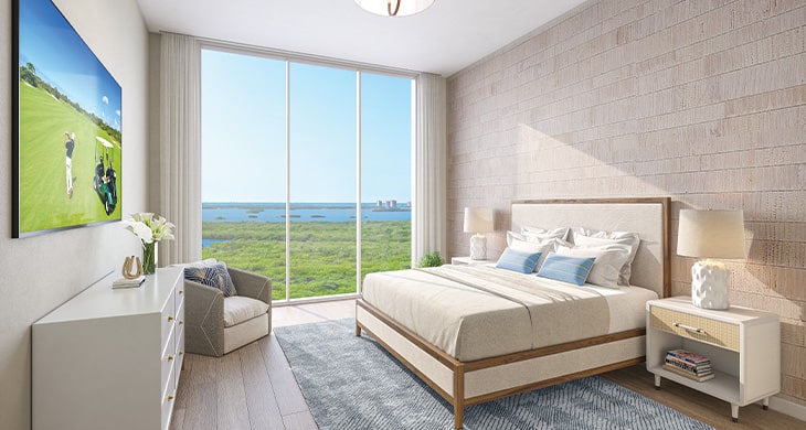 interior rendering of residence 01 bedroom at the island, naples area condo