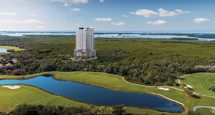 exterior of the island at west bay, naples area condo