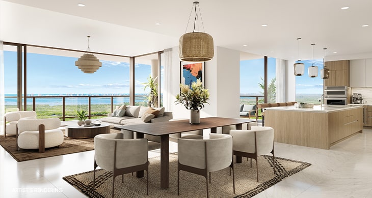 Interior rendering of residence at Island West Bay
