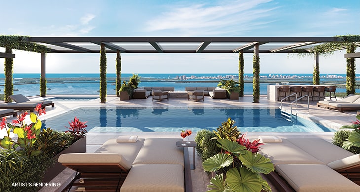 The Island at West Bay Rooftop Pool Rendering