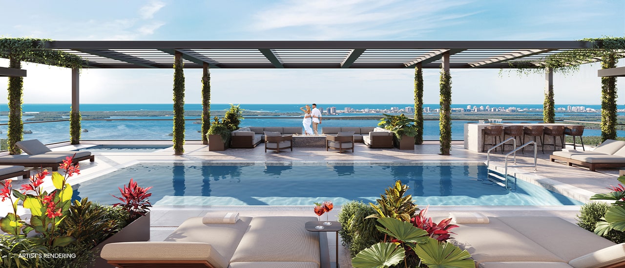 Rooftop Amenity pool at Island West Bay