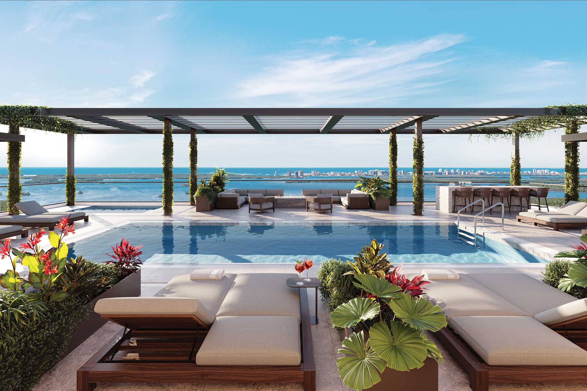 Rooftop Amenity pool at Island West Bay