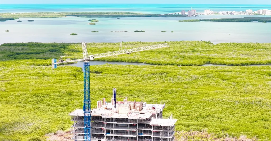 Ariel of the Island at West Bay Construction.
